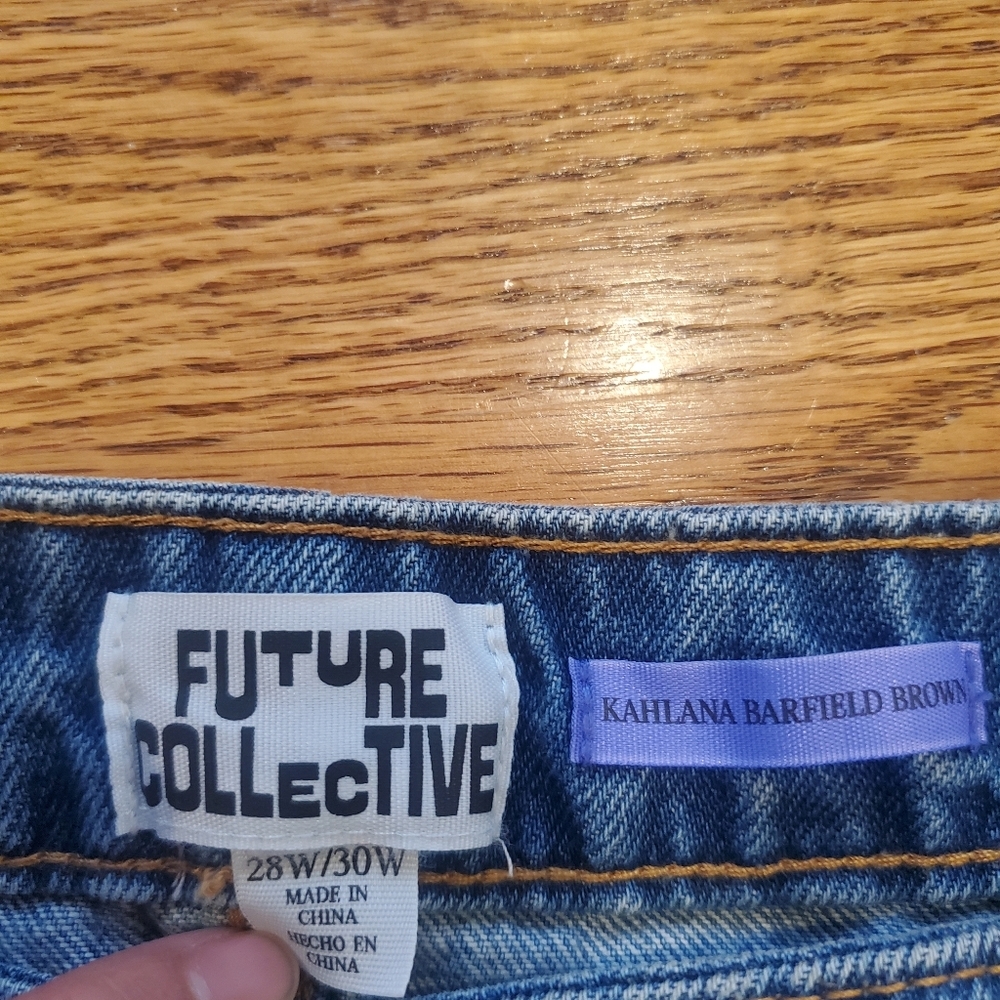 NWT Future Collective Kahlana Barfield Brown Asymmetrical Mini Skirt 28W/30W - Picture 7 of 8